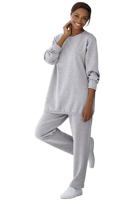 Petite Fleece 2 Pc Sweatsuit Plus Size Petite Suits And Sets Woman