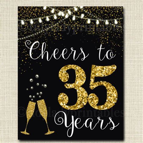 Cheers To Thirty Five Years Cheers To 35 Years 35th Wedding Etsy In