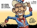 This is an example of caricature. Obamas features have been exaggerated ...