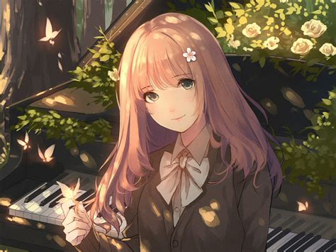 Wallpaper Piano Original Anime Girl Beautiful Desktop Wallpaper Hd