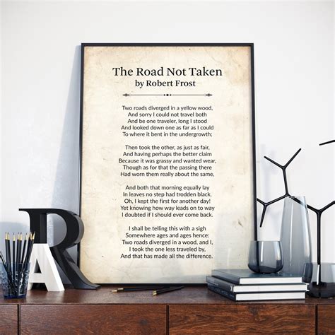 The Road Not Taken By Robert Frost Robert Frost Poetry Wall Etsy