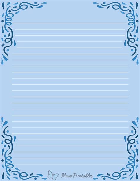 Printable Blue Ornamental Stationery