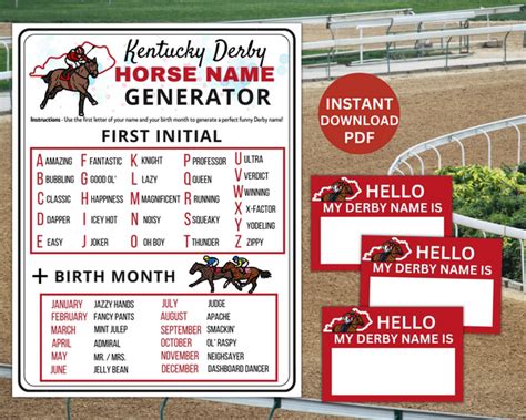 Whats Your Kentucky Derby Horse Name Game Triple Crown Party Game