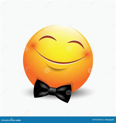 Cute Emoticon With A Black Bow Emoji Vector Illustration Stock
