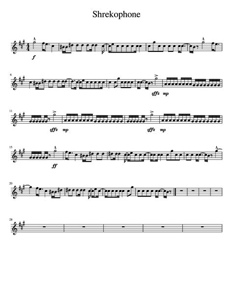 Shrekophone Alto Sax Sheet Music For Saxophone Alto Solo
