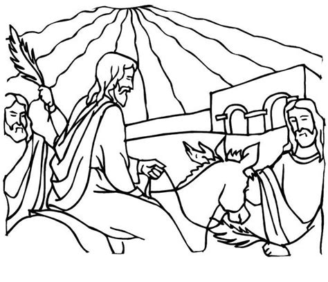Entry Of Christ Into Jerusalem In Palm Sunday Coloring Page Color