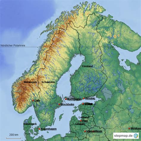 Stepmap Skandinavien Landkarte Für Deutschland
