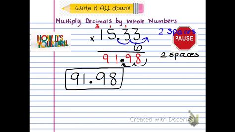 To multiply two decimals, don't worry about lining up the decimal points. Multiply Decimals by Whole Numbers - YouTube