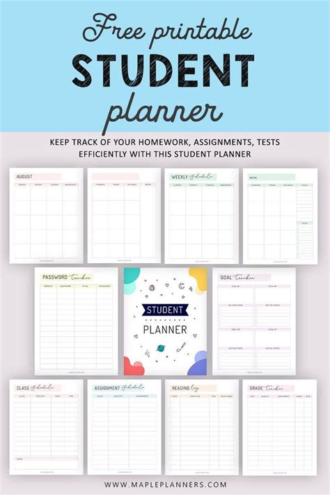 Free Printable Student Planner Keep Track Of School Activities