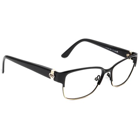 Gucci Eyeglasses Gg 4238 Wru Glossy Black Browline Frame Italy 53 15