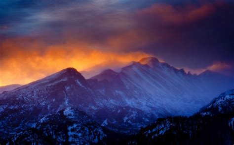 Mist Sunset Winter Snowy Peak Rocky Mountain National Park Nature