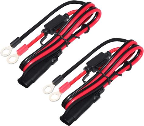 Zhiting 2pcs Ring Terminal Harness 12v Battery Charger Connectors Sae