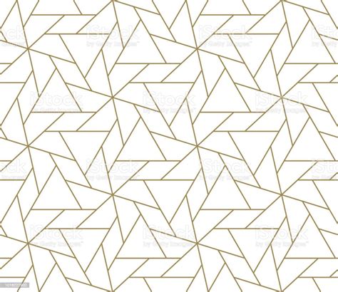 Modern Simple Geometric Vector Seamless Pattern With Gold Line Texture