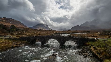 Hd Wallpaper Bridges Cloud Isle Of Skye Landscape River Scotland