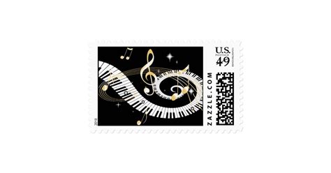 Piano Keys And Golden Music Notes Postage Zazzle