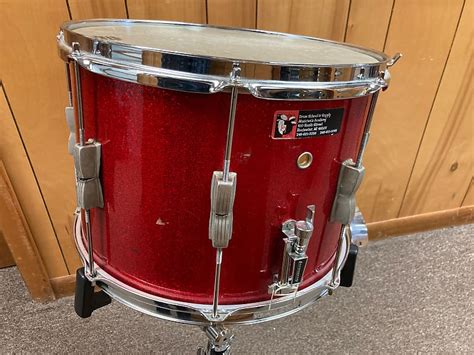 Ludwig 10x14 Marching Snare 196 Red Sparkle Reverb