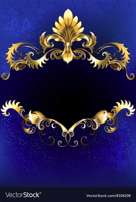 An Elegant Gold Frame On A Blue Background