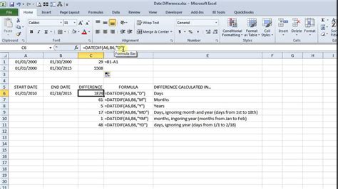 Calculate The Difference Between Two Dates In Excel Youtube