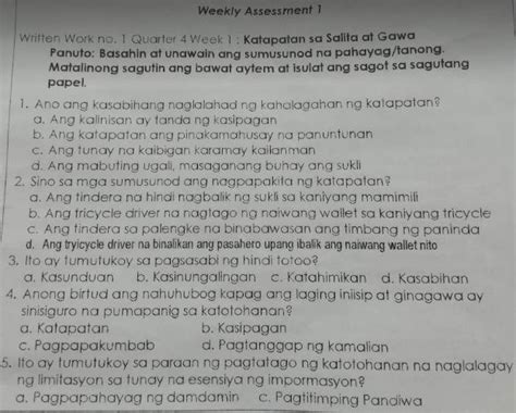 Panuto Basahin At Unawain Ang Sumusunod Na Pahayagtanong Matalinong