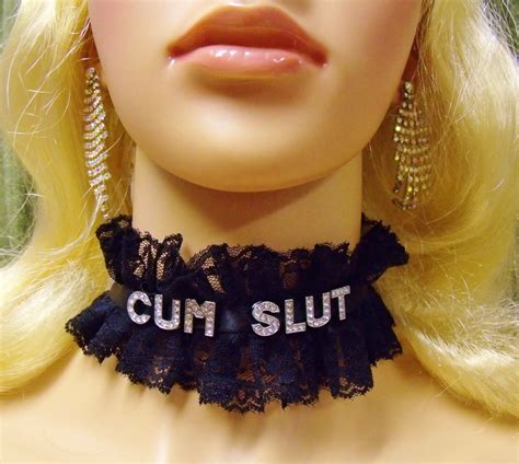 Any Size Personalized Choker Black Lace Cum Words Sissy Ddlg Bdsm Plus
