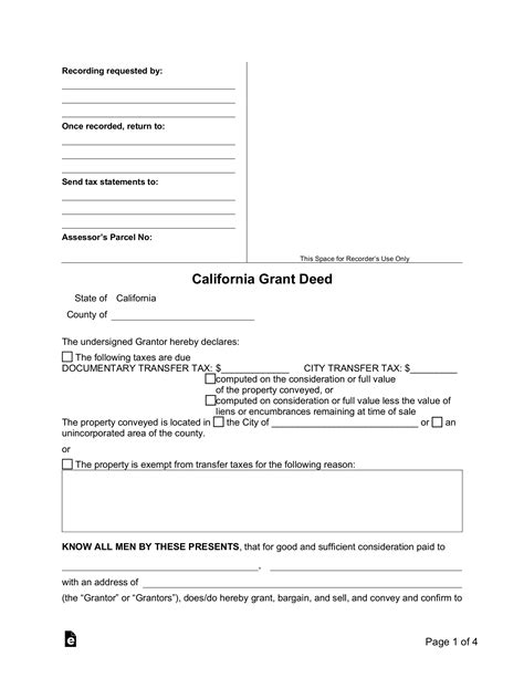 Printable Grant Deed For California