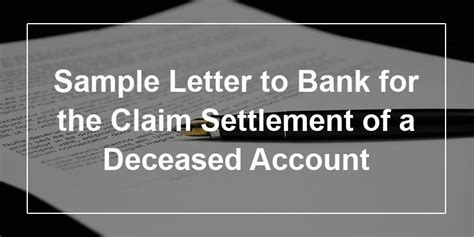 The bank will obey the court's order. Sample letter to bank for the claim settlement of a ...