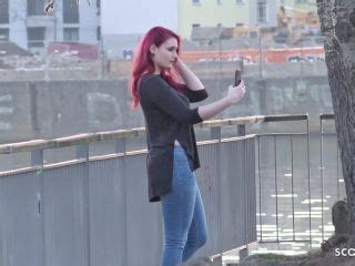 German Scout Redhead College Teen Melina Talk To Fuck At Street Castin