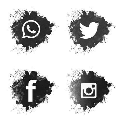 Social Media Black Grunge Icons Set Social Media Icons Free Social