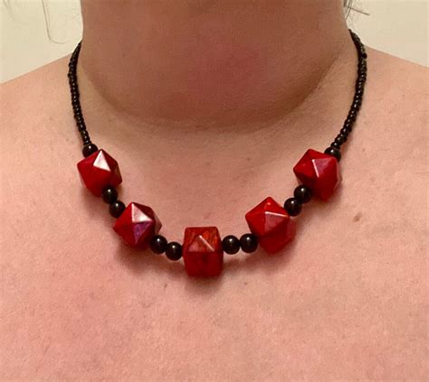 Chunky Red Bead Choker Necklace Red And Black Choker Etsyde