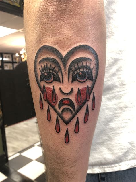 American Traditional Tattoo Crying Heart Traditional Tattoo Tattoos
