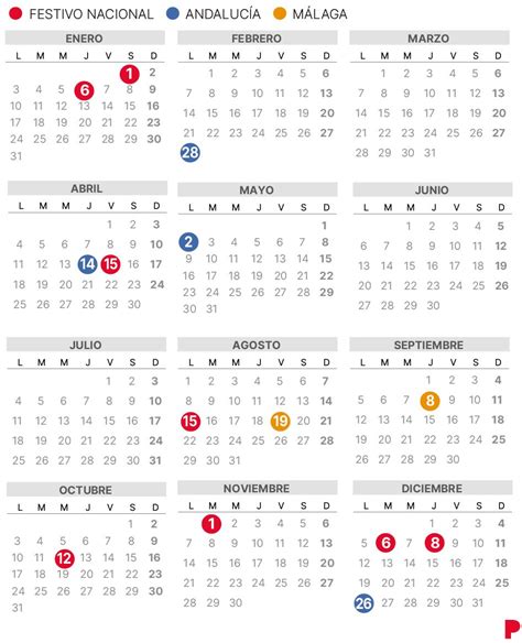 Calendario Laboral MÁlaga 2022 Con Todos Los Festivos