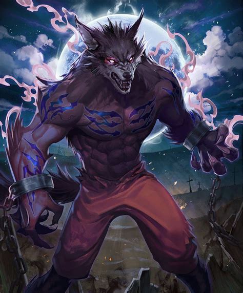Card Frenzied Werewolf Fantasy Creatures Art Mythical Creatures Art