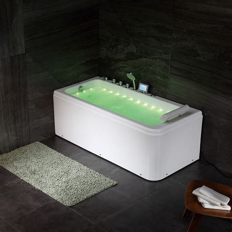 1700mm Modern Rectangular Whirlpool Soaking Massage Bath Led Air Bubble