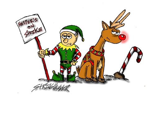 #christmas #strike Reindeer & Elf On Strike By Matt Stringham | Elf on strike, Character, Zelda ...