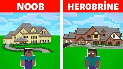 Noob Vs Herobrİne Modern Ev Yapımı Minecraft Youtube