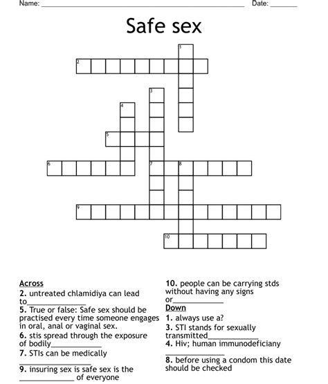 Safe Sex And Contraception Crossword Wordmint