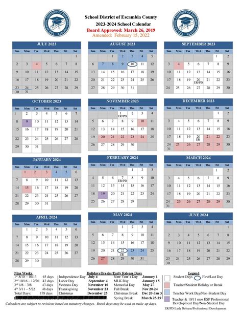 Escambia County School District Calendar 2023 2024