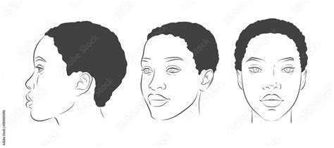 Vector African American Woman Face Set Of Dark Skinned Women Portrait