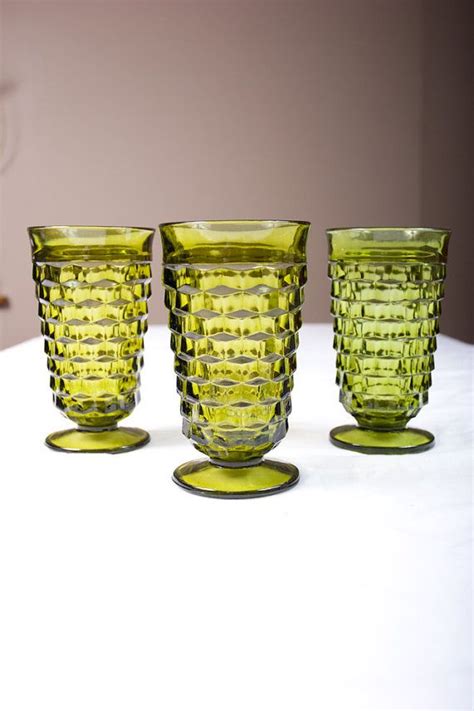 vintage green glassware set of 4 retro drinking glasses we found another glass complete set