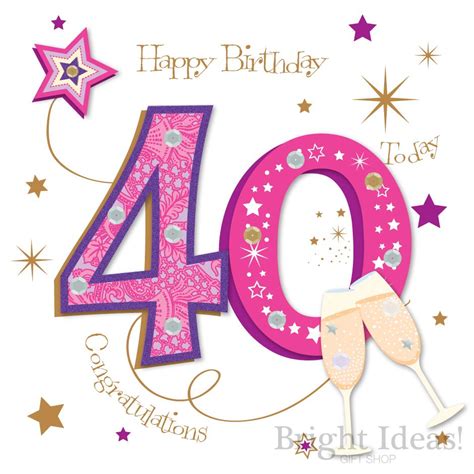 40th Birthday Card Congratulations 40 Today Pink By Ling Design
