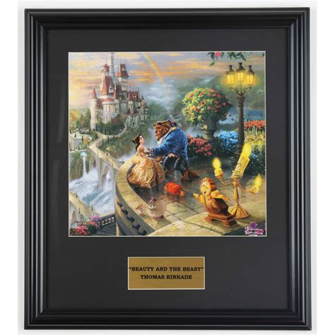 Thomas Kinkade Walt Disneys Beauty And The Beast Custom Framed Print