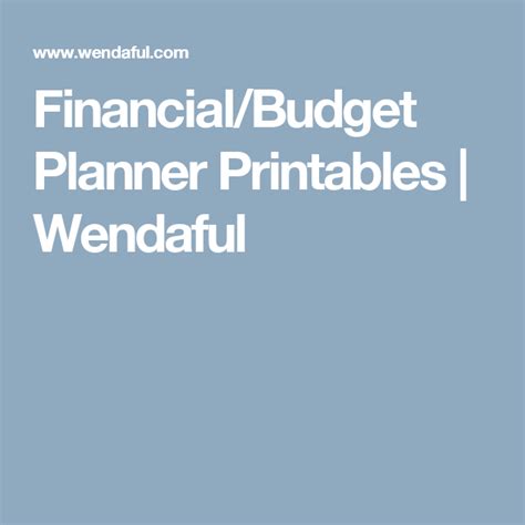 Financialbudget Planner Printables