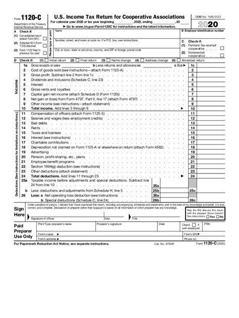 Irs 1120 C 2020 2022 Fill Out Tax Template Online Us Legal Forms