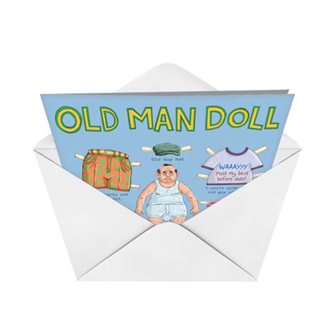 Old Man Doll Cartoons Birthday Paper Card Mike Shiell