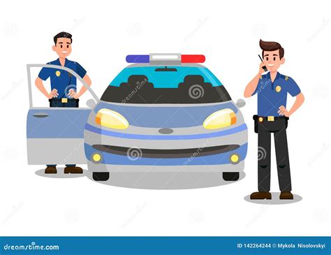 Oficiales De Policía Con El Personaje De Dibujos Animados Talky De