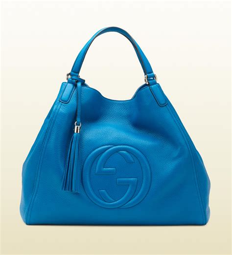 Gucci Soho Riviera Blue Colour Leather Shoulder Bag In Blue Lyst