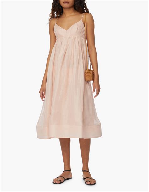 Shop Zimmermann Dancer Empire Waist Silk Blend Dress Pink On Rinascente