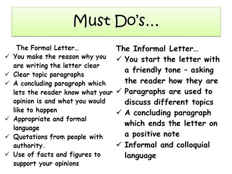 letter formal  informal letters  sample letters