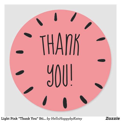 Light Pink Thank You Sticker Sheet Zazzle Sticker Design