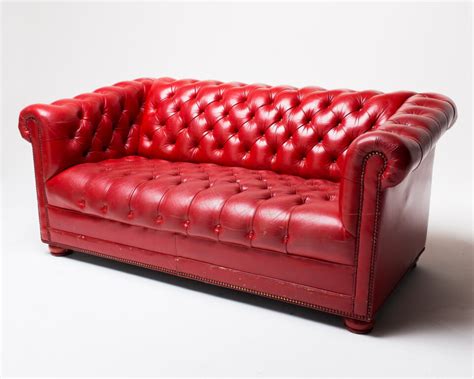 Co002 Red Leather Sofa Prop Rental Acme Brooklyn